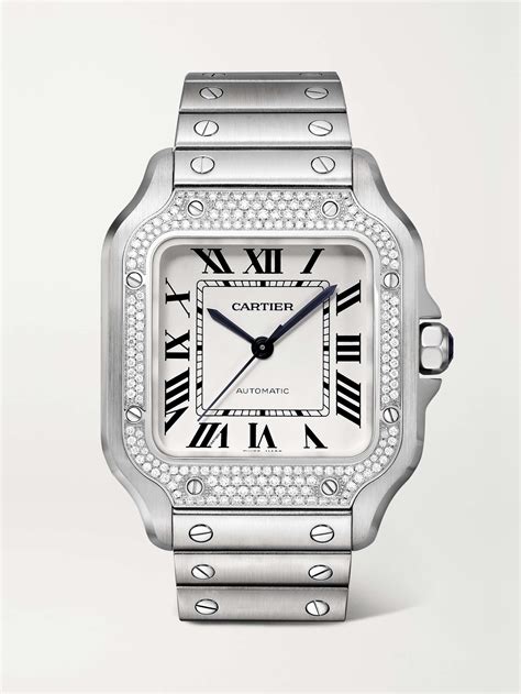 cartier santos with diamond|cartier santos full diamond.